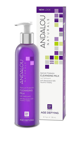 Andalou Naturals Apricot Probiotic Cleansing Milk With Reservatrol Q10 Age Defying-6 Oz