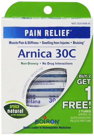 Boiron Arnica 30C Pain Relief 3 Tubes-80 Quick Dissolving Tablets