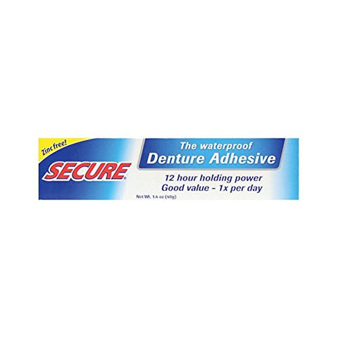 Secure The Waterproof Denture Adhesive Zinc Free-1.4 Oz