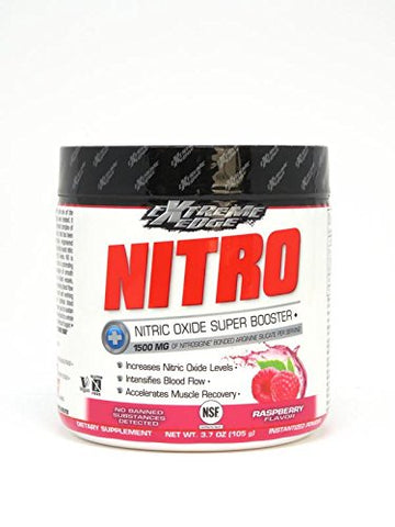 Extreme Edge Nitro Nitric Oxide Super Booster 1500 Mg Raspberry Flavor-3.7 Oz