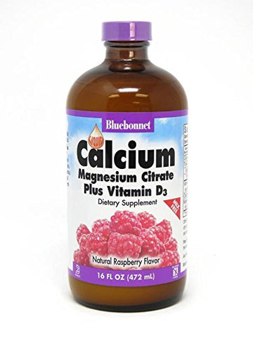 Bluebonnet Calcium, Magnesium Citrate Plus Vitamin D3 Raspberry Flavor-16 Oz