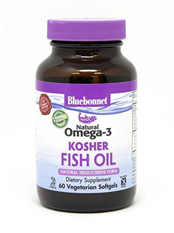Bluebonnet Natural Omega-3 Kosher Fish Oil-60 Vegetarian Softgels