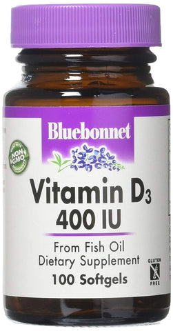 Bluebonnet Vitamin D3 400 IU Natural Fish Oil-100 Softgels