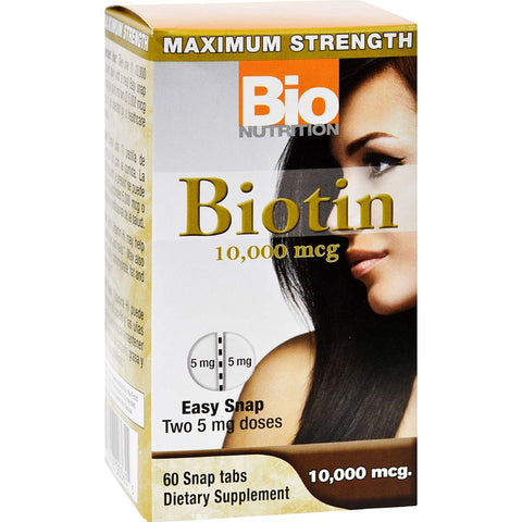 Bio Nutrition Biotin 10,000 Mcg Easy Snap-60 Snap Tabs