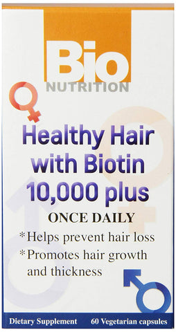 Bio Nutrition Healthy Hair With Biotin 10,000 Mcg Plus Once Daily-60 Vegetarian Capsules