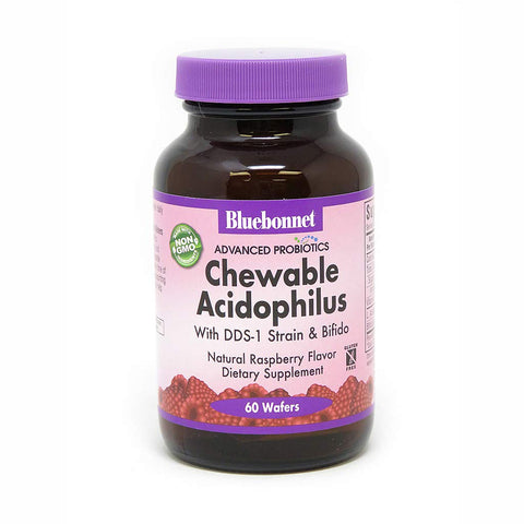 Bluebonnet Chewable Acidophilus With DDS-1 Strain & Bifido Raspberry Flavor-60 Wafers Note: Need To Be Refrigerated