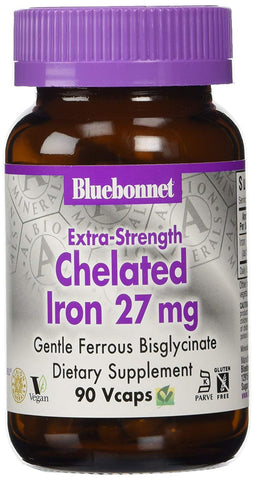 Bluebonnet Chelated Iron 27 Mg Extra Strength-90 Vegetable Capsules