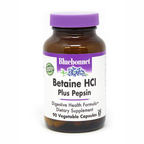 Bluebonnet Betaine HCL Plus Pepsin-90 Vegetable Capsules
