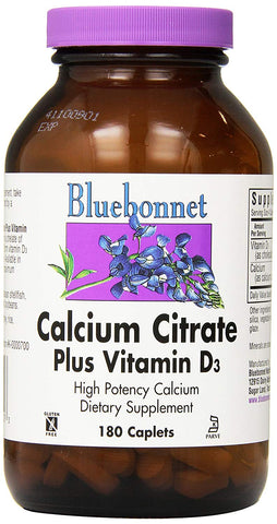 Bluebonnet Calcium Citrate Plus Vitamin D3-180 Caplets