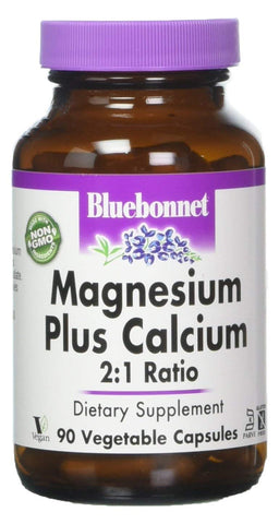 Bluebonnet Magnesium Plus Calcium 2:1 Ratio-90 Vegetarian Capsules