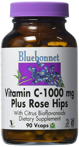 Bluebonnet Vitamin C-1000 Mg Plus Rose Hips-90 Vegetable Capsules