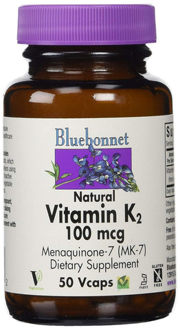 Bluebonnet Vitamin K2 100 Mcg Menaquinone-7 (MK-7)-50 Vegetable Capsules