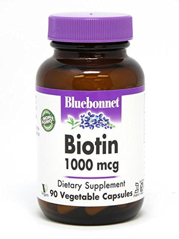 Bluebonnet Biotin 1000 Mcg Dietary Supplement-90 Vegetable Capsules