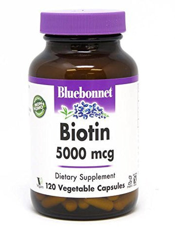 Bluebonnet Biotin 5000 Mcg Dietary Supplement-120 Vegetable Capsules