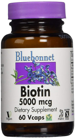 Bluebonnet Biotin 5000 Mcg Dietary Supplement-60 Vegetarian Capsules