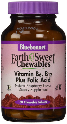 Bluebonnet Vitamin B6, B12 & Folic Acid-60 Chewable Tablets
