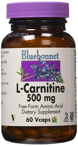 Bluebonnet L-Carnitine 500 Mg Amino Acid-60 Vegetable Capsules