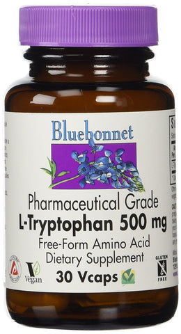Bluebonnet L-Tryptophan 500 Mg Pharmaceutical Grade-30 Vegetable Capsules