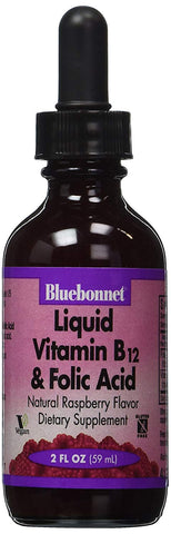 Bluebonnet Liquid Vitamin B12 & Folic Acid Natural Raspberry Flavor-2 Oz