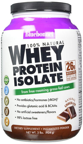 Bluebonnet Whey Protein Isolate Natural Chocolate Flavor-2 Lb