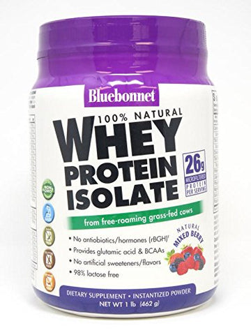 Bluebonnet Whey Protein Isolate Mixed Berry Flavor-1 Lb