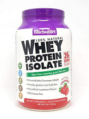 Bluebonnet Whey Protein Isolate Natural Strawberry Flavor-2 Lb