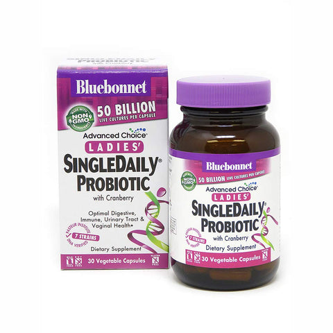 Bluebonnet Ladies Single Daily Probiotic With Cranberry 50 Billion Live Cultures 7 Strains-30 Vegetable Capsules Note: Need To Be Refrigerated