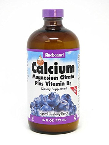 Bluebonnet Calcium, Magnesium Plus Vitamin D3 Natural Blueberry Flavor-16 Oz
