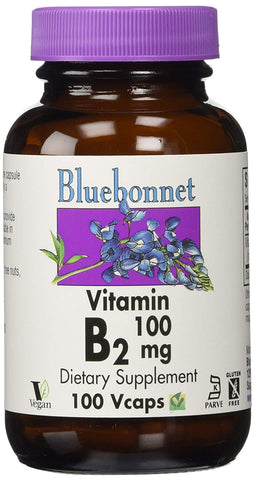 Bluebonnet Vitamin B2 100 Mg Dietary Supplement-100 Vegetable Capsules