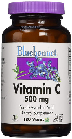 Bluebonnet Vitamin C Pure L-Ascorbic Acid-180 Vegetable Capsules