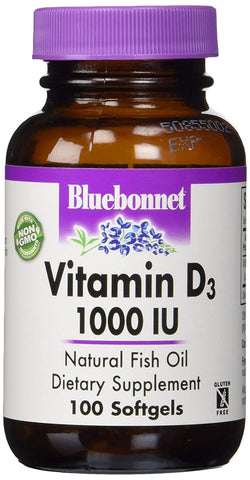 Bluebonnet Vitamin D3 1000 IU Natural Fish Oil-100 Softgels