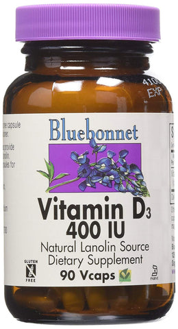 Bluebonnet Vitamin D3 400 IU Natural Lanolin Source-90 Vcaps