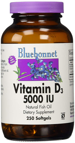 Bluebonnet Vitamin D3 5000 IU Natural Fish Oil-250 Softgels