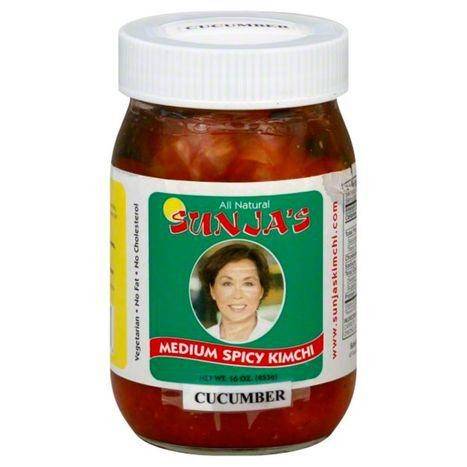 Sunjas Kimchi, Medium Spicy, Cucumber - 16 Ounces