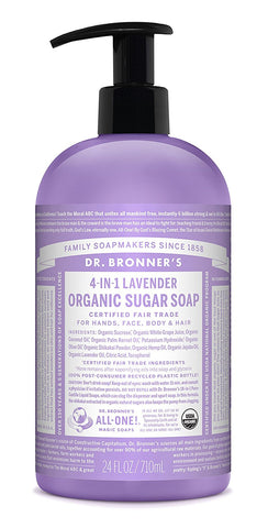 Dr.Bronner's Organic Pump Soap 4 In 1 Sugar Lavender-24 Oz