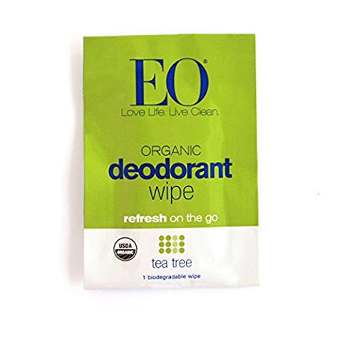EO Deodorant Wipes Tea Tree-6 Convenient Single Packs