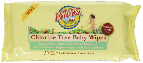 Earth's Best Baby Wipes Gently Cleanses Delicate Skin-30 Wipes