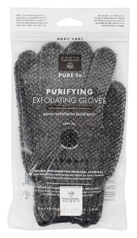 Earth Therapeutics Purifying Exfoliating Gloves With Medicinal Bamboo Charcaol