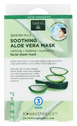 Earth Therapeutics Soothing Aloe Vera Mask Facial Sheet Mask-3 Pack