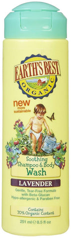 Earth's Best Organic Soothing Shampoo & Body Wash Lavender-8.5 Oz