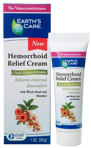 Earth's Care Hemorrhoid Relief Cream With Witch Hazel And Menthol-1 Oz