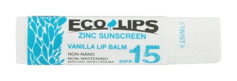 Eco Lips Zinc Sunscreen SPF 15 Vanilla Lip Balm-0.15 Oz