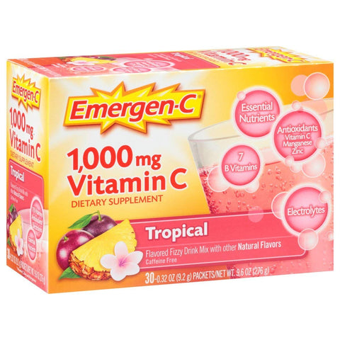 Emergen-C Vitamin C 1000 Mg Tropical Flavor 30 Packets-9.6 Oz
