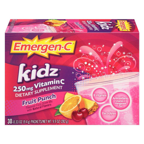 Emergen-C Kids Vitamin C 250 Mg Fruit Punch Flavor 30 Packets-9.9 Oz