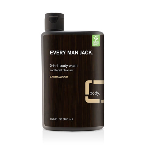 Every Man Jack 2 In 1 Body Wash & Facial Cleanser Sandalwood-13.5 Oz