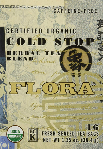 Flora Organic Cold Stop Herbal Tea Blend 16 Bags-1.35 Oz