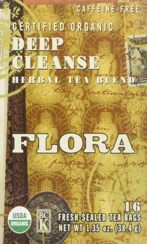 Flora Organic Deep Cleanse Herbal Tea Blend 16 Bags-1.35 Oz