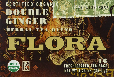 Flora Organic Double Ginger Herbal Tea Blend 16 Bags-1.24 Oz