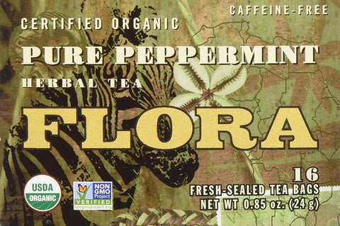 Flora Organic Pure Peppermint Herbal Tea 16 Bags-0.85 Oz
