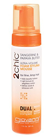 Giovanni 2Chic Ultra Volume Foam Styling Mousse Tangerine & Papaya Butter-7 Oz